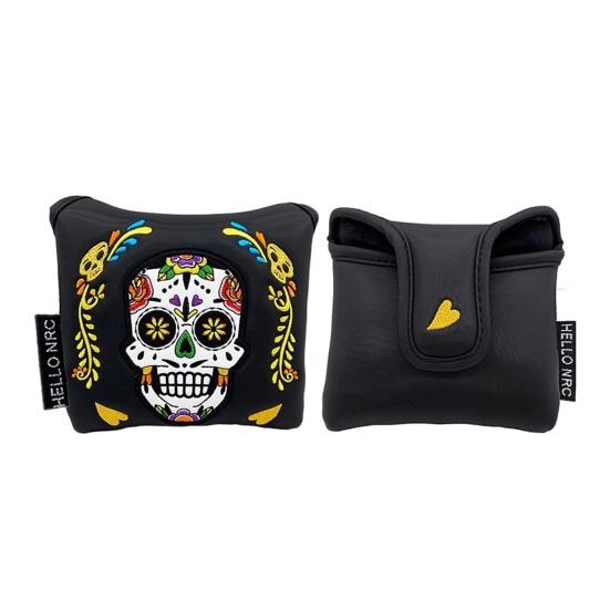 Mallet-Putter-Abdeckung, magnetische Mallet-Golfschläger-Abdeckung, einzigartiger Golf-Putter-Kopfbedeckung mit Totenkopf-Aufdruck, Blade-Putter-Schutz, Golf-Zubehör