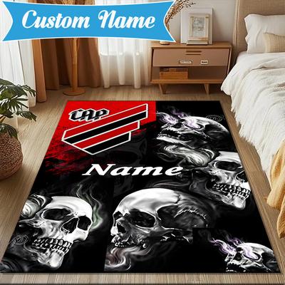 Custom Name Cap Skull Design Rug Game Carpet, Floor Mat for Bedroom Living Room Entryway Rug, Home Decor Idea Gift for Christmas Birthday