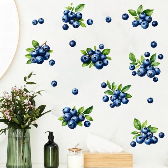 Watercolor Fruit Wall Stickers Blueberry Decals, Peel And Stick Fruits Stickers, Removable Boho Home Decor Art for Baby Nursery, Kids Bedroom, Living