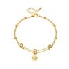 Goldenes doppellagiges Blumen-Perlen-Fußkettchen – Zarter Blumenschmuck, Frische Eleganz Geschenk für Frauen