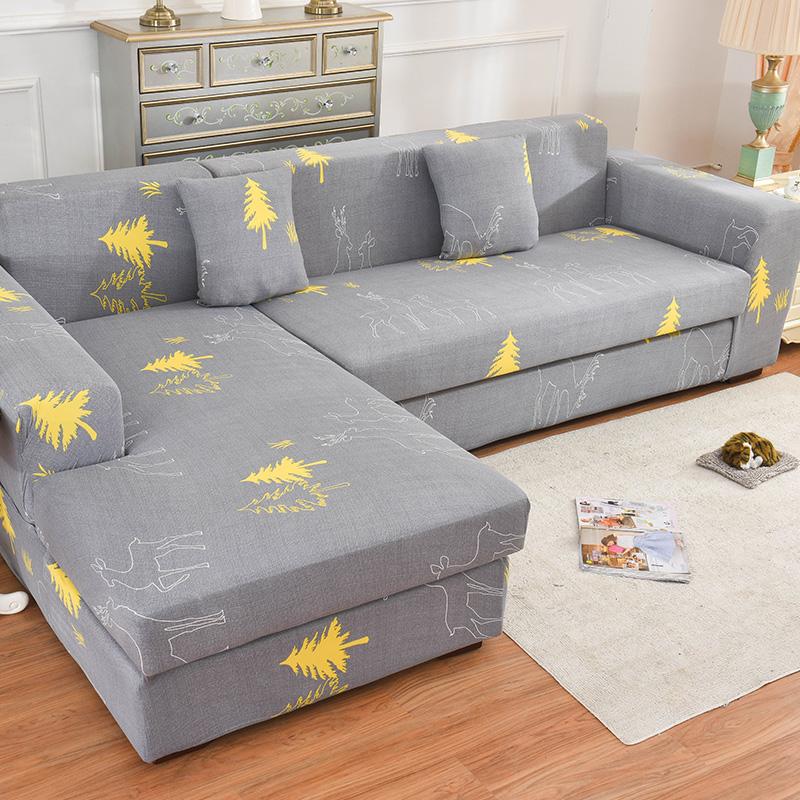 Floral Sofa Cover for Living Room Elastic Stretch Sectional Corner Couch Cover Sofa Towel Slipcovers L Shape needs to buy 2pcs