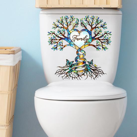 Tree of Life Toilet Cover Sticker Waterproof Toilet Lid Tank