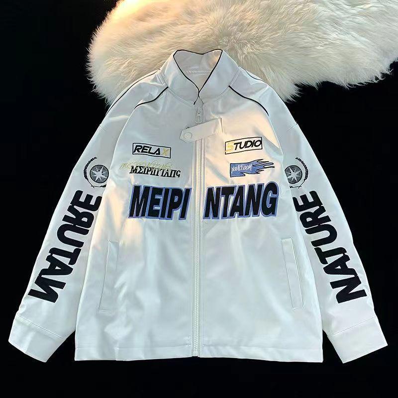 Jaqueta de Motociclista em Couro PU Estilo Retrô Americano: Casaco de Baseball Streetwear de Outono/Inverno de Alta Qualidade para Homens/Mulheres