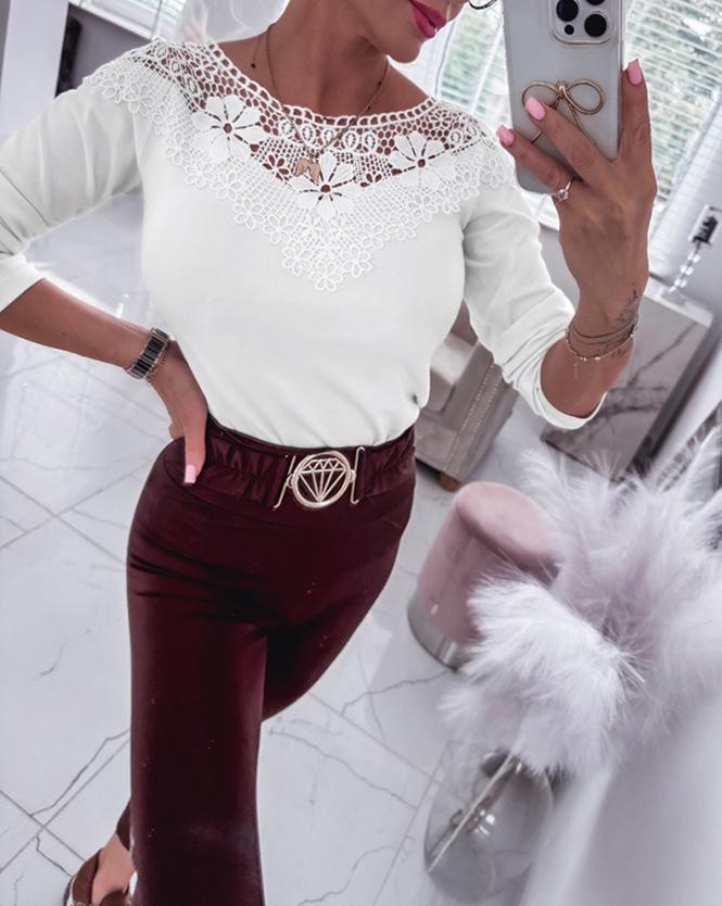 Lace Patchwork Long Sleeve T-Shirt (2025)