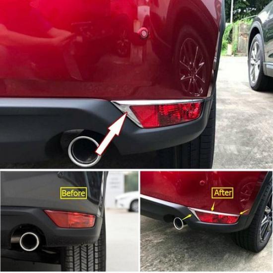 Chrome Rear Fog Lamp Light Cover Trim Fit For Mazda CX-5 CX5 2017 18 19 20