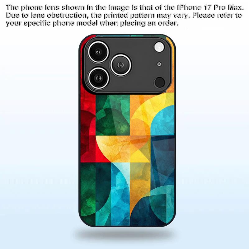 Colorful Arc Pattern 2D Phone Case for iPhone 17 16 15 14 13 12 11 X XR XS Max Pro 8 Plus Glass Protective Cover
