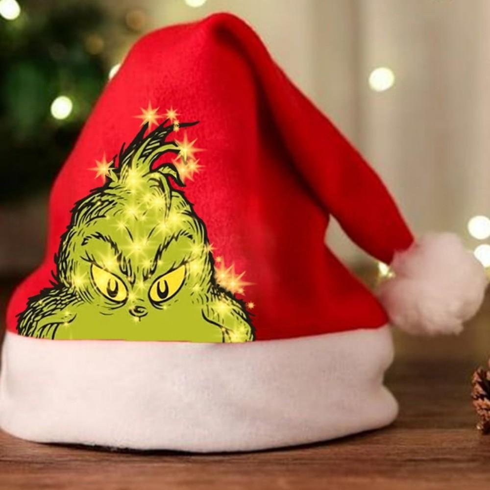 Grinch Christmas Hat With Thick Fleece For Winter Holiday Celebrations