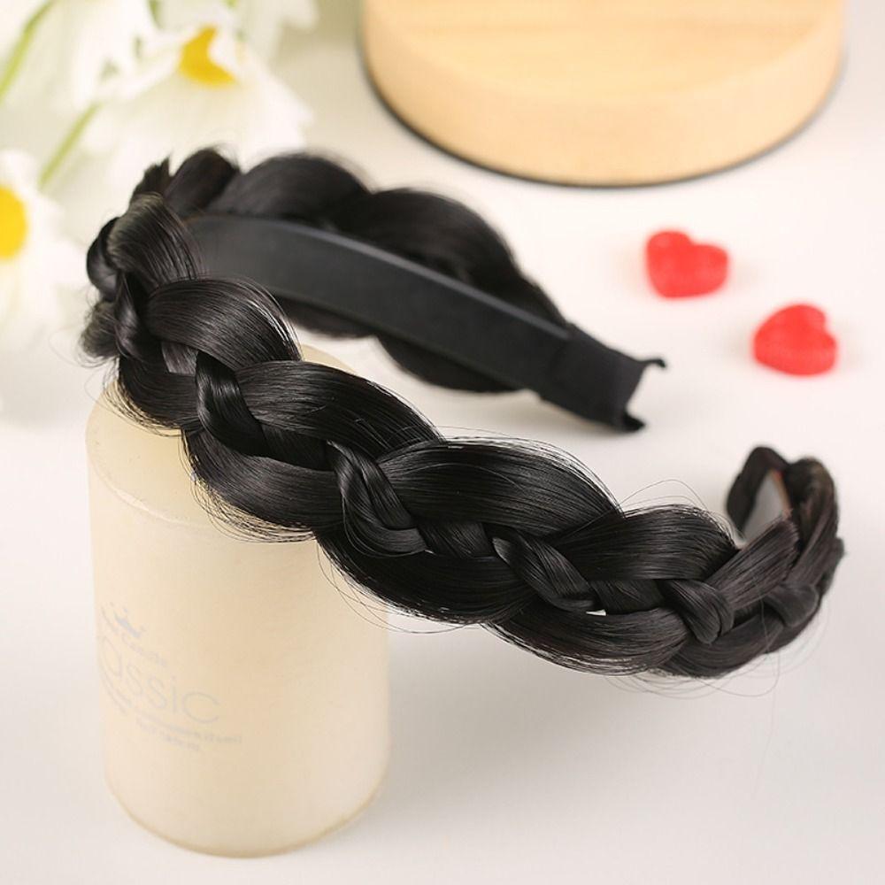 Non-slip Twisted Wig Headband Synthetic Korean Head Wrap Fishbone Braid Headband Women Gift