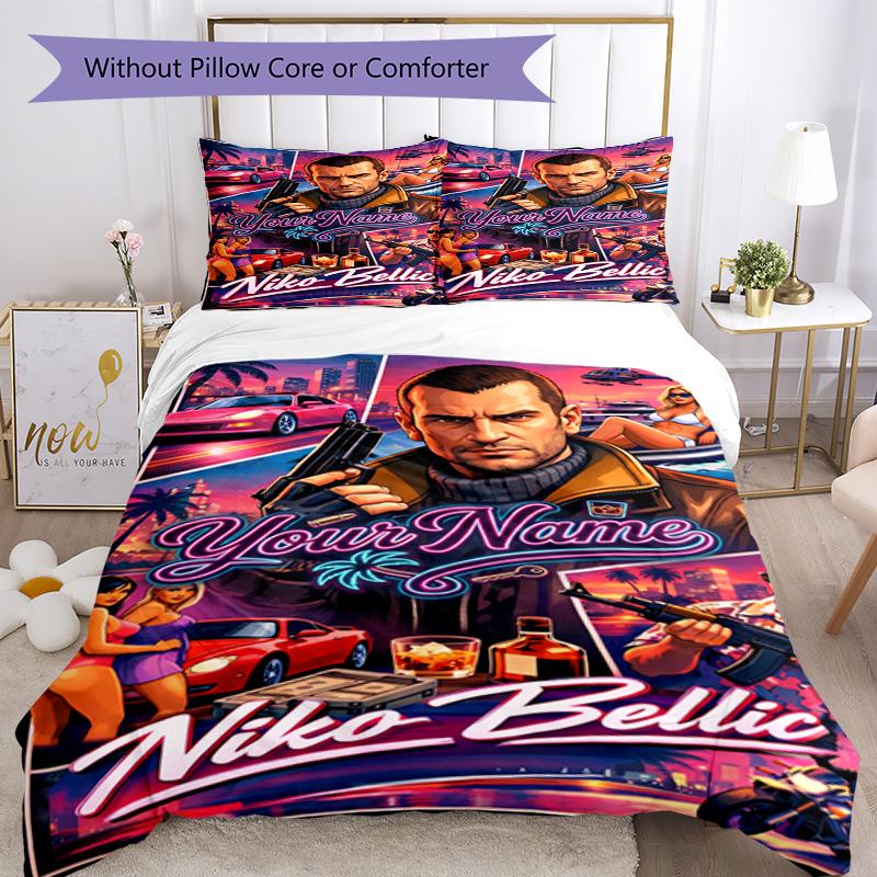 Gta Customize Text Custom Bedding Perfect for Decorate room Breathable Duvet Cover Bedroom Decor Christmas, WeddingPerfect