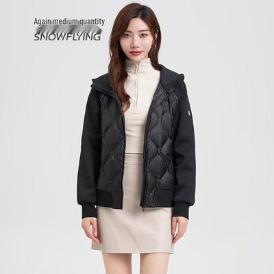 Women's Raglan Sleeve Warm Hooded Goose Down Jacket