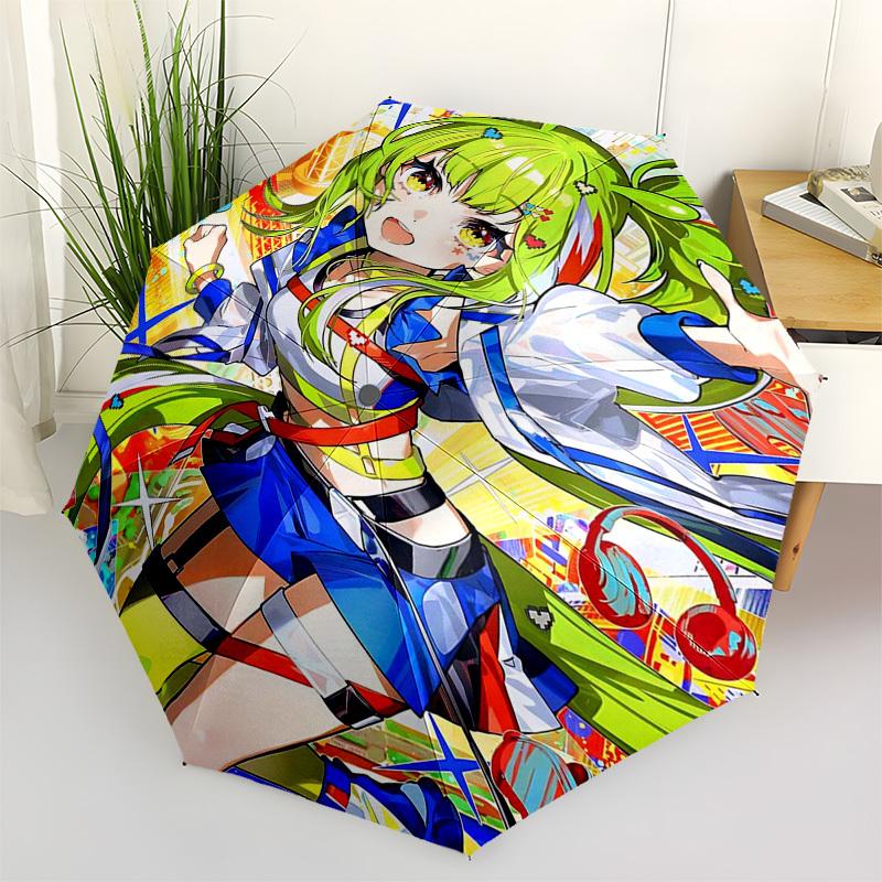 

1pc Outdoor Umbrella with Anime Girl Design - Automatic Opening/Closing, Portable Tri-Fold Design, 8-Rib Iron Frame - Perfect Gift for Fans, Trav