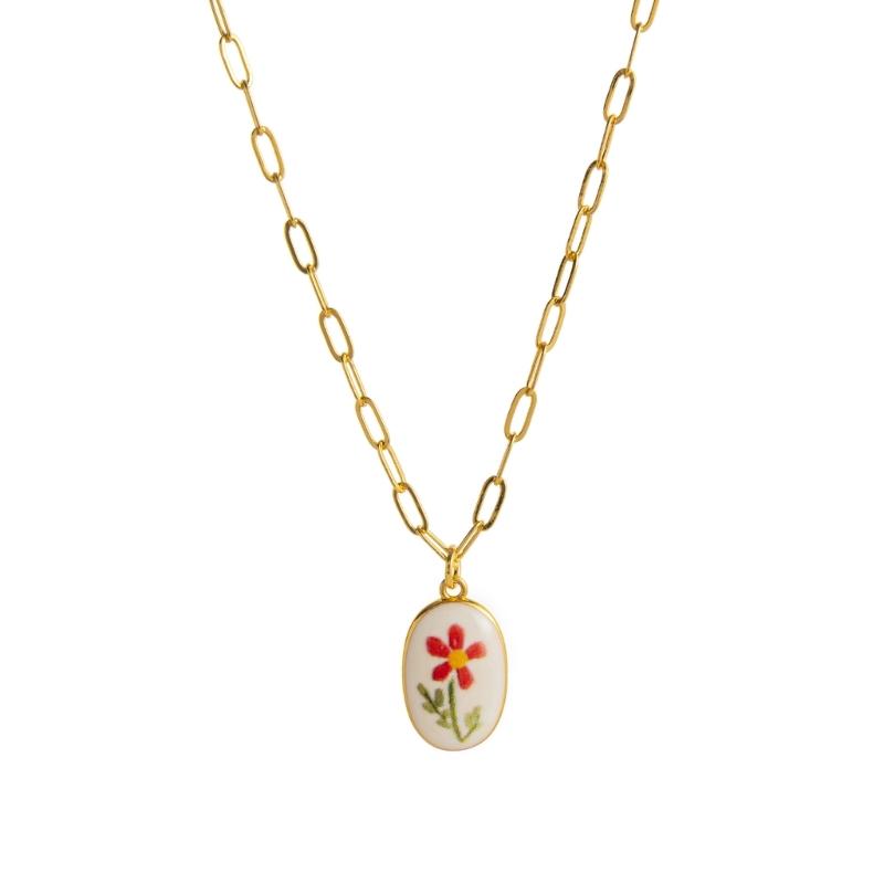 Adjustable Flower Pendant Necklace For Everyday Wear Dainty Handmade Clavicle Chain Fashion Jewelry Gift For Her
