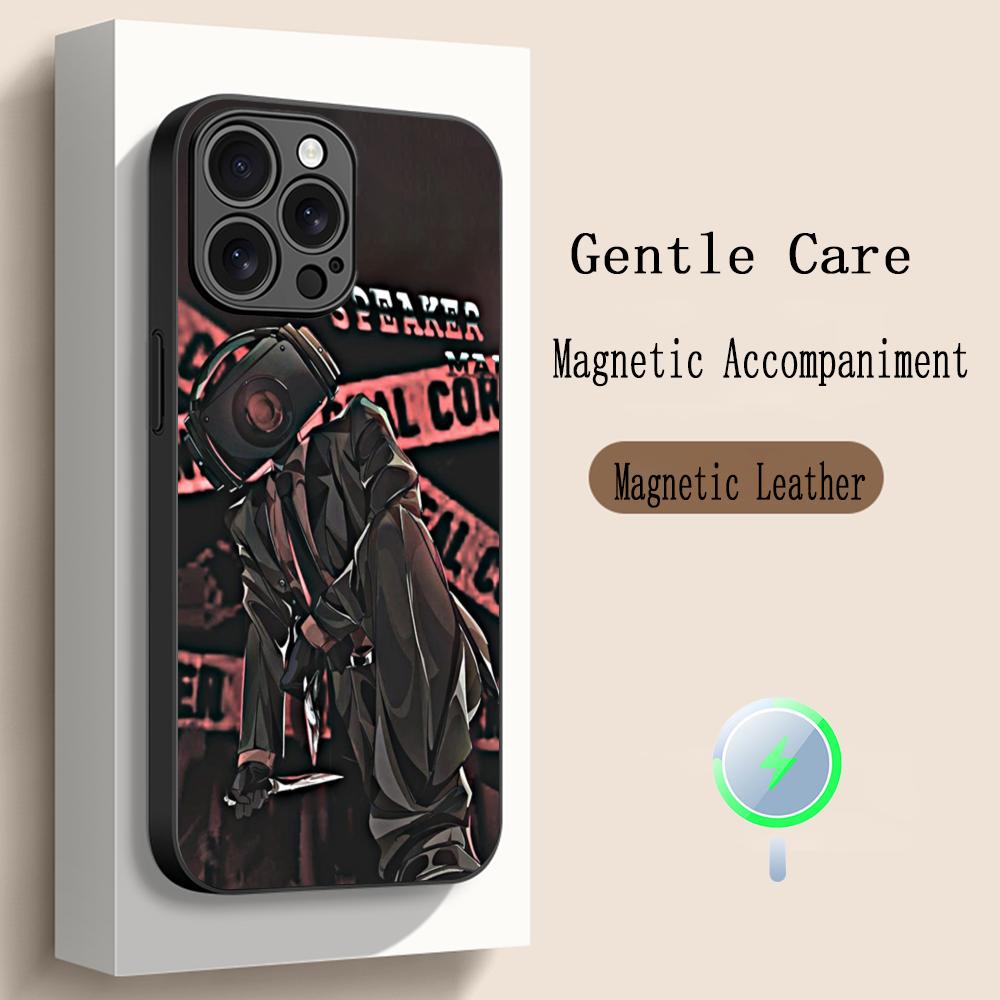Anime Skibidi TV hot poster pattern Phone Case For iPhone 17 16 15 14 13 12 Plus Pro Max High-end Luxury Magsafe Sheepskin