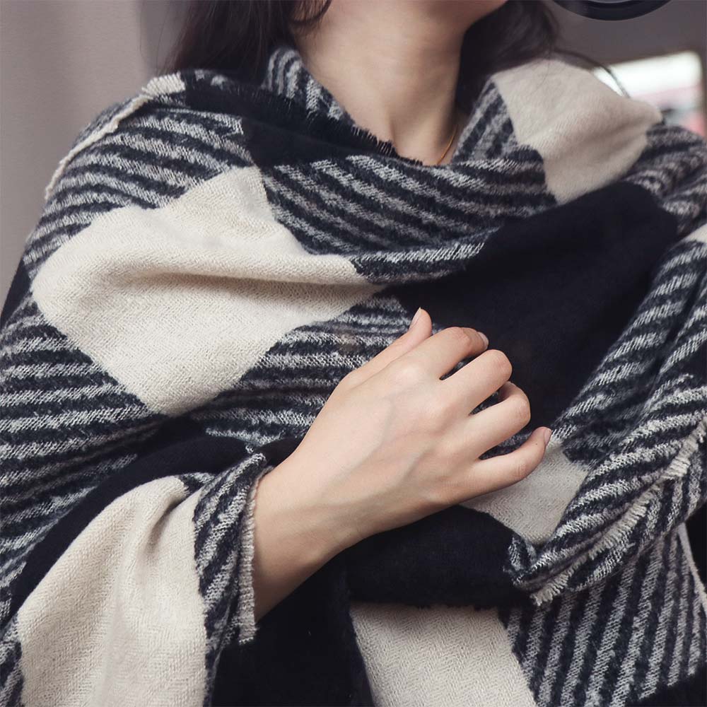 Korean Striped Plaid Scarf Casual Checkered Scarf Fashion Winter Men's Scarf  Males