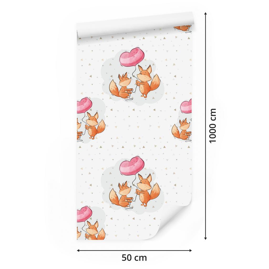 Foxes with balloons wallpaper for living room and bedroom 50x1000