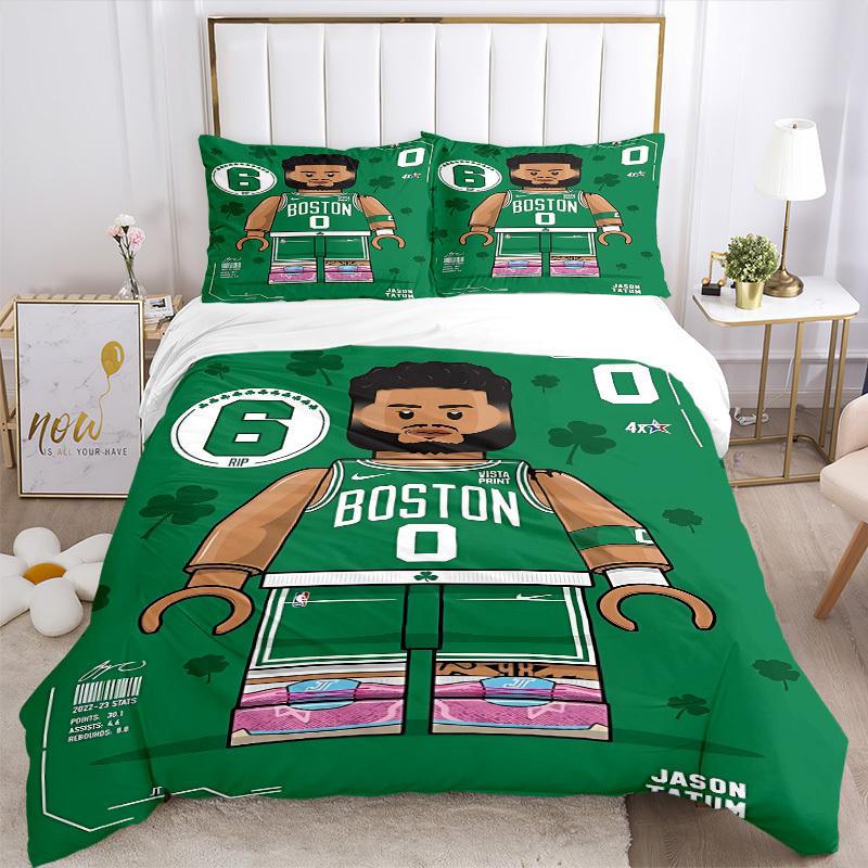 3pcs bedding set Boston Celtics Basketball Player Includes 1 Comforter + 2 Pillowcases, Without Pillow Inserts, Soft Comfortable, Lightweigh