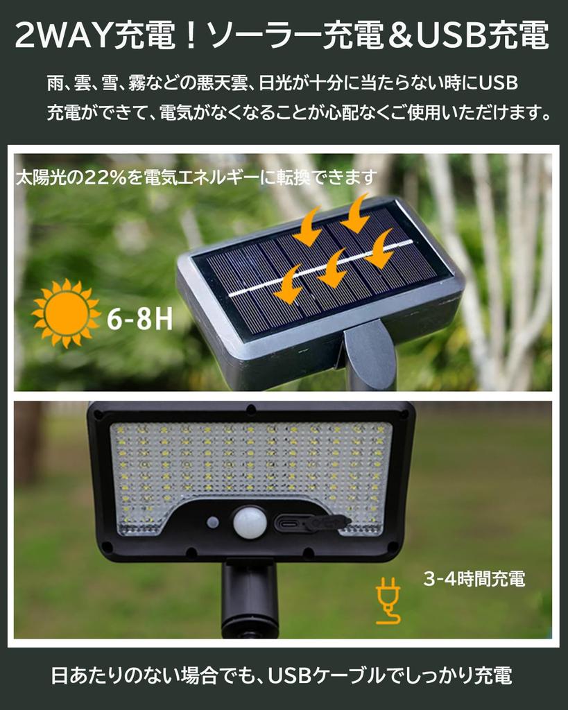Outdoor Solar Sensor Light, Motion Sensor, Waterproof, Warm White, Warm White, Clip-on, 360° Rotation, Adjustable Angle, USB Rechargeable, 3