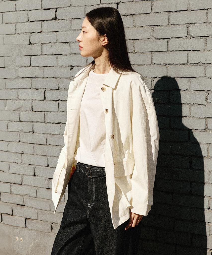 Artid Cotton Half Work Jacket_Ivory
