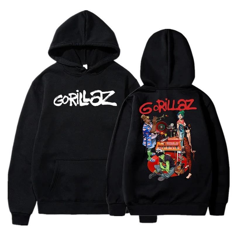 Herbst und Winter Pullover Langarm Locker Weich Sweatshirt Streetwear Mantel Gorillaz Druck Damen und Herren Hoode