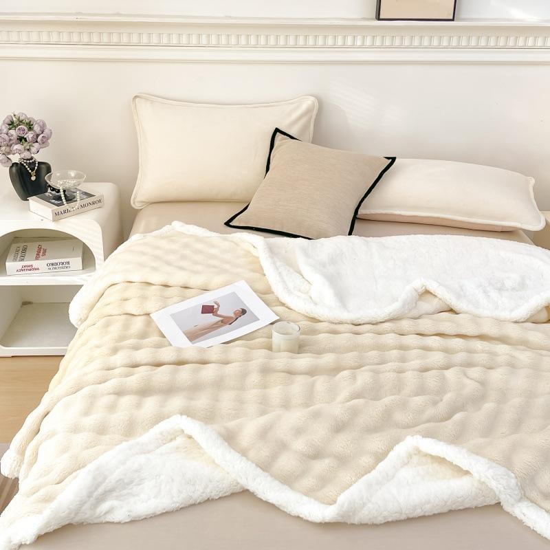 Nordic Style Bubble Lamb Wool Double-layer Blanket Four Season Universal Plush Thickened Multifunctional Public Room Nap Blanket