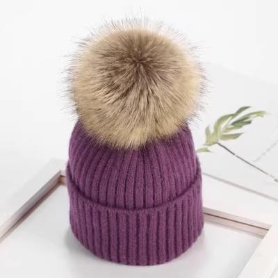 Hat Women's Winter Versatile Thickened Hairball Wool Hat Tide Student Autumn Winter Pullover Thickened Knitted Hat