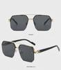 2025 Trendy Double Beam Square Pilot Sunglasses - Unisex European & American Half Frame Style