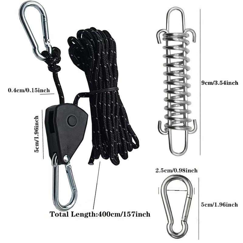 1PC Camping Metal Pulley Tent Rope, Tarp Extension Rope, Windproof Rope, Lifting Rope, Tent Tent Tent Tent Elastic Rope, Holiday Gift