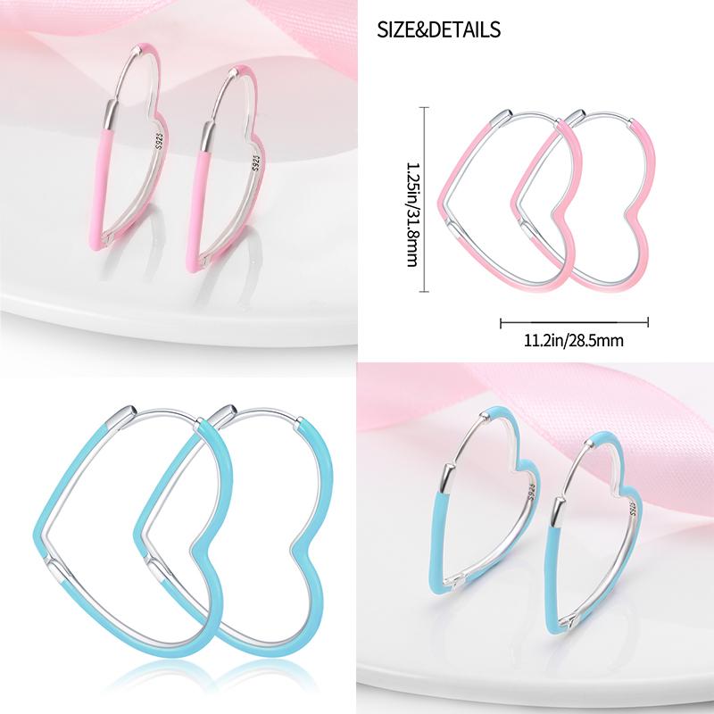 Summer New 100% 925 Sterling Silver Earrings Heart and Shell Earrings Women Jewelry DIY Fine Jewelry Birthday Gifts