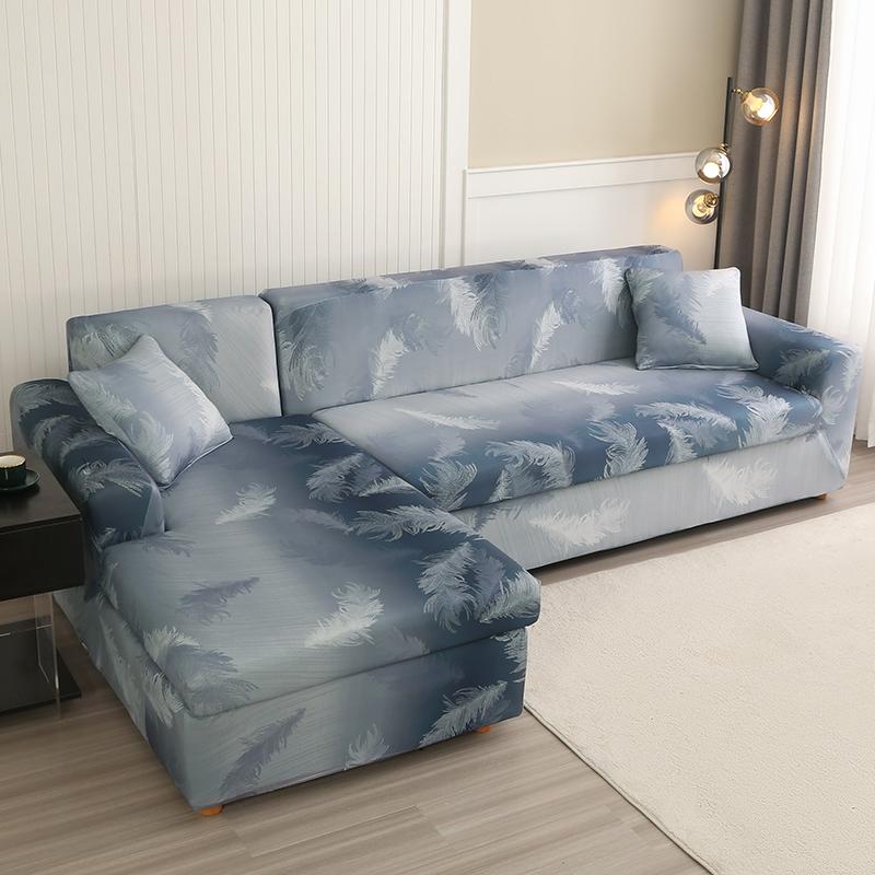 Stretch Sofa Überwurf Sofabezug Spandex Rutschfest, mit elastischem Saum für L-Form Ecksofas, Ideal für Kinder und Haustiere