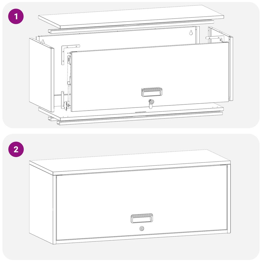 Wall Mounted Garage Cabinet with Gas Spring Door Anthracite