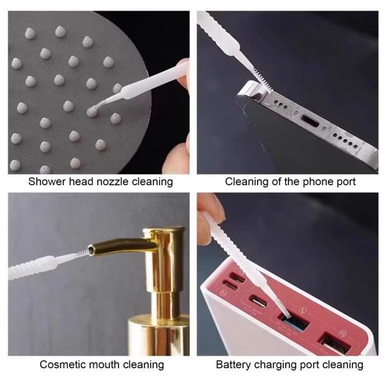 100Pcs Shower Hole Cleaning Brush Non-Slip Handle Fine Needle Anti-Clogging Penetration Brush Portable Bathroom
