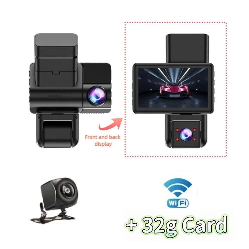 Dash Cam with Triple Recording, HD 1080P, WiFi, Infrared Night Vision, and Ultra-wide-angle Triple Lens