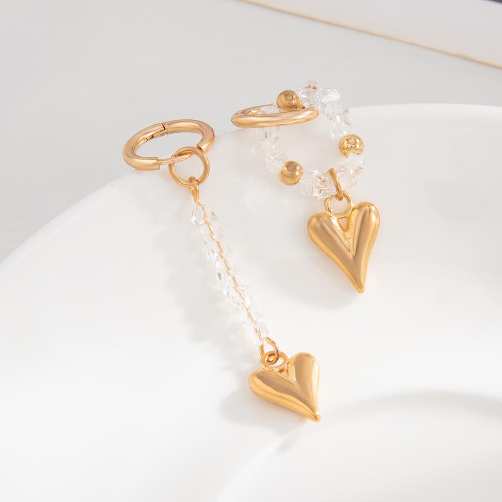 Salircon  New Exquisite Crystal Love Heart Tassel Drop Earring Women Trendy Elegant Piercing Earring Y2K Jewelry Ladies Gift