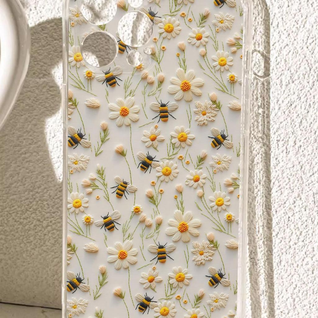 Apricot Floral Anti-Drop Transparent Case for iPhone 14/15/16/17 Pro Max Series