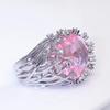 Zhenrong Hot-Selling Pink Crystal Tree Branch Ring - European & American Creative Exaggerated Design for Women