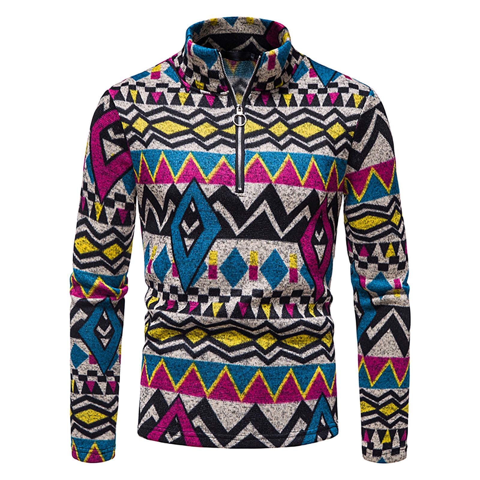 

Мужской И Зимний Стойка Воротник Этнический Стиль Свитер Рубашка на Молнии Вязаные Пуловеры S жёлтый