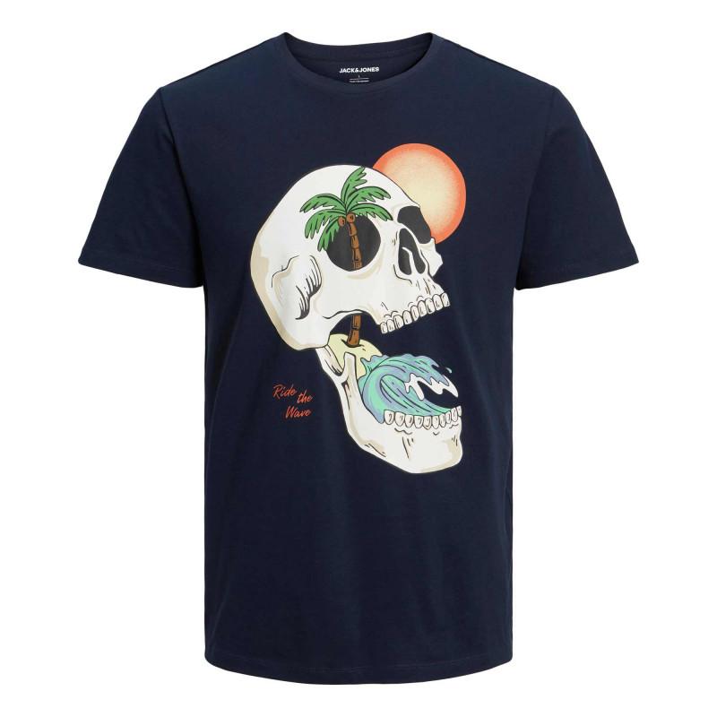 

Мужская хлопковая футболка с короткими рукавами и черепом JACK & JONES