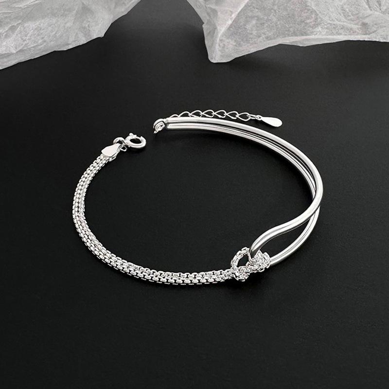Chain Geometric Arc Bracelet Minimalist Design Versatile Line Kink Bracelet Personalized Splicing Double Knot Bracelet