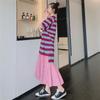 2023 Summer Plus Size Loose Cotton Striped Swing Dress for Women