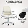 Breathable Mesh Office Chair, Ergonomic Swivel Chair with Folding Armrests and Lumbar Support, White