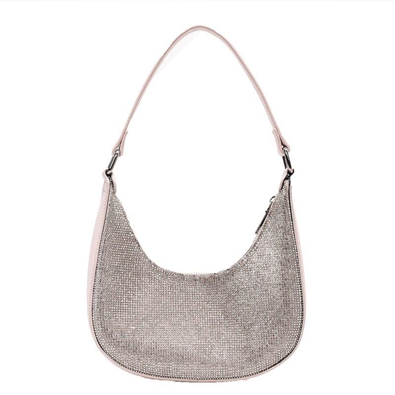 Chic Gender Neutral Rhinestone Accent Single Shoulder Crossbody Bag For Daily Use