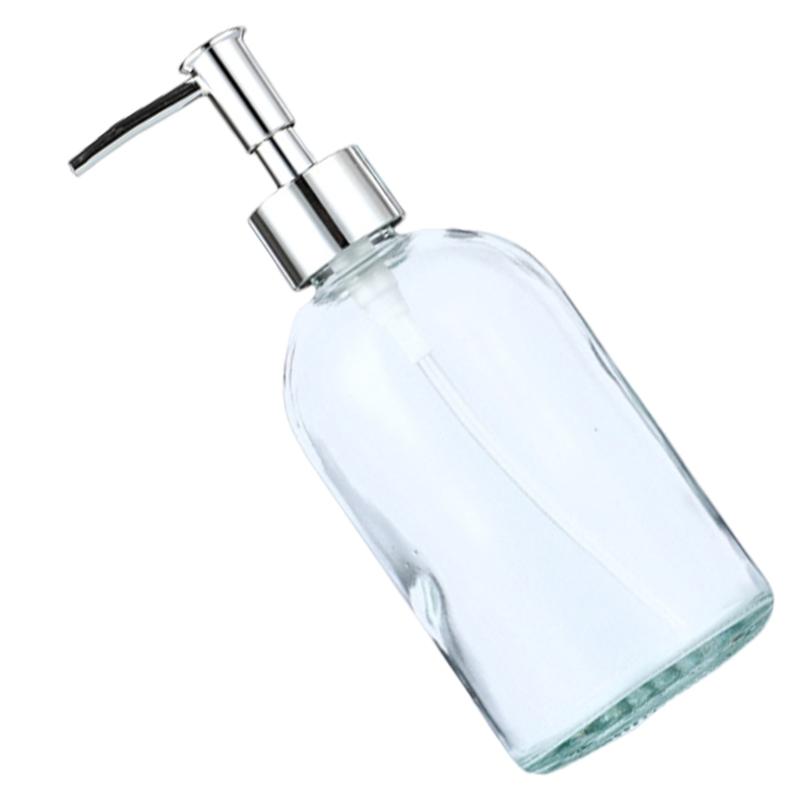 410ml Soap Dispenser Glass Lotion Bottle with Rustproof Stainless Steel for Bathroom and Kitchen Use