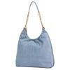 Michael Kors Lillie logo hanger suède schoudertas dames lichtblauw