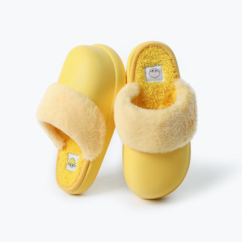 Waterproof Fur Slippers: Detachable, Washable Cotton for Men & Women, 2025 Autumn/Winter Indoor & Outdoor Use