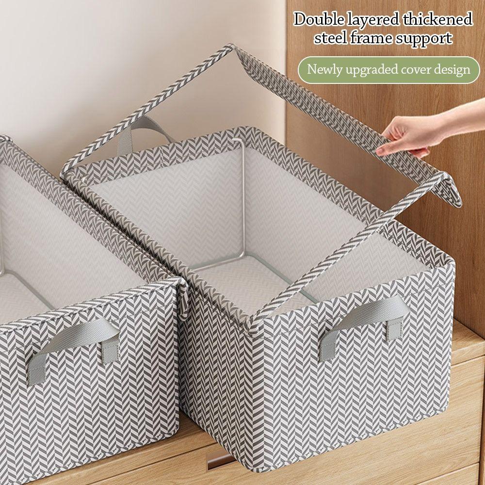 Large Capacity Closet Clothes Storage Box Dust-proof Moisture-proof Closet Storage Bins Multi-purpose with Steel rame