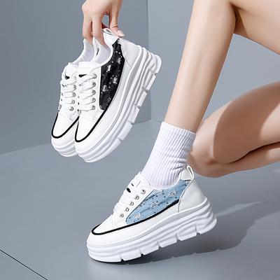 2025 Spring White Shoes New Korean Version Ins Female Students Platform Heightening Sports Board Shoes Casual Street Shot CY708