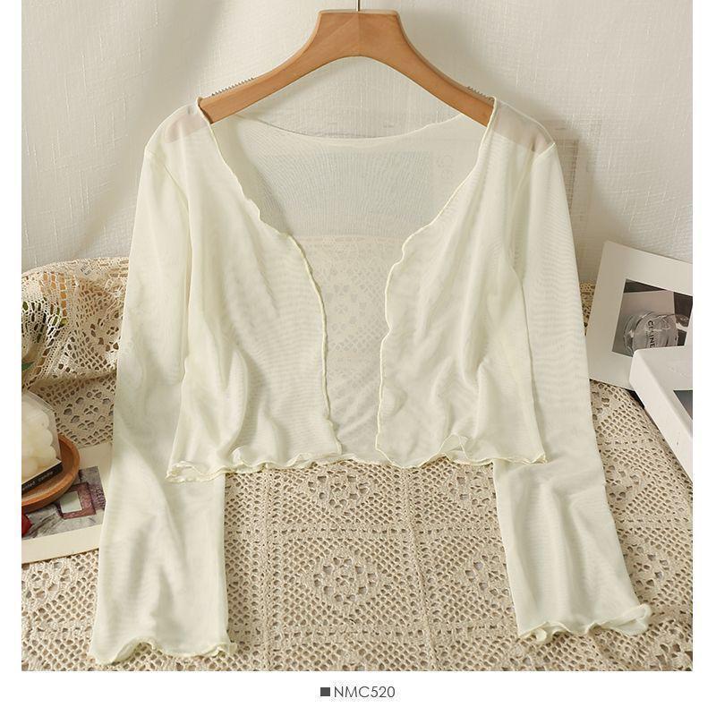 Women's Lace-Up Mesh Cardigan - Sun Protection Short Sleeve Summer Cover-Up, Ice Silk Shawl Top