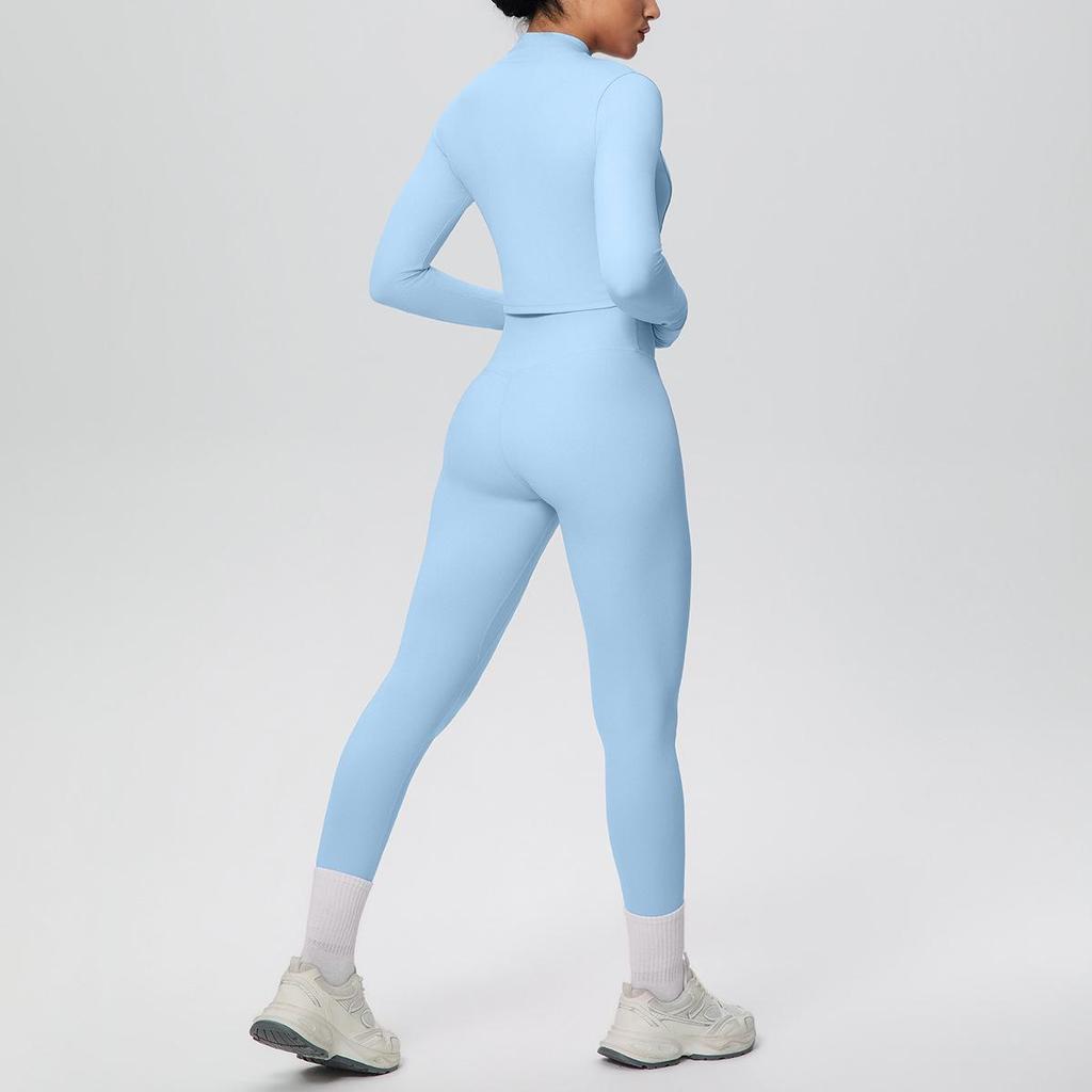 Cross-Border Halter Backless Sports Bra & High-Waisted Zipper Jacket Yoga Set