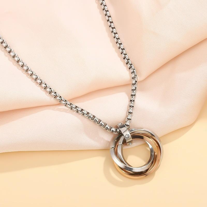 1Pcs Creative Three-Ring Crystal Pendant Necklace - Simple, Elegant, Unique Pendant - Retro Pendant Necklace