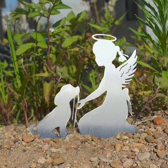 

Pet Memorial Garden Stake Guardian Angel with Pet Garden Decor Outdoor Cat Dog Memorial Sign for Pet Owners Yard Art Decoration D